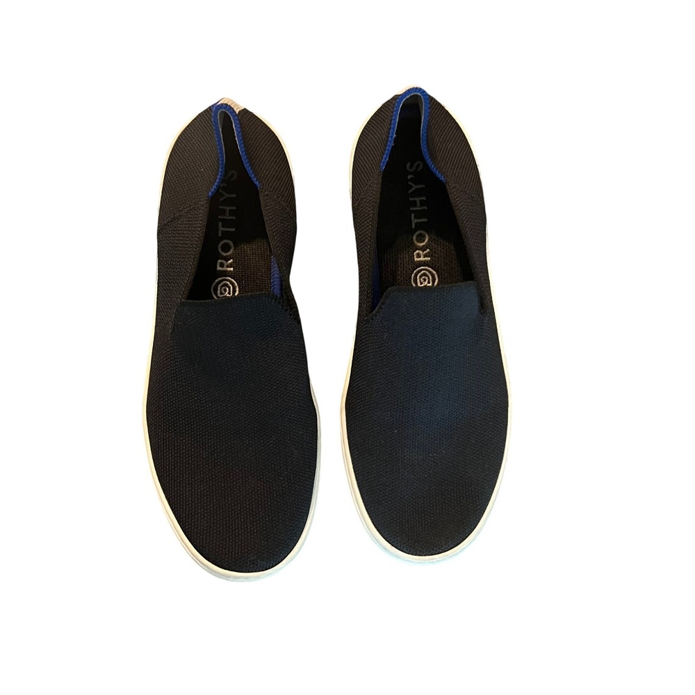 Rothys The Sneaker Black Solid Slip On Knit Shoes Womens 7.5